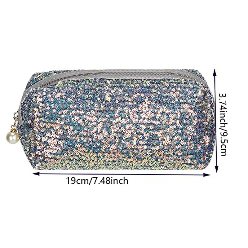 HomeSoGood Glitter Sequin Cosmetic Bag Portable Zipper Shine Makeup Zipper Bag Handbag Toiletry Bag Handbag Organizer Bag Travel Accessories