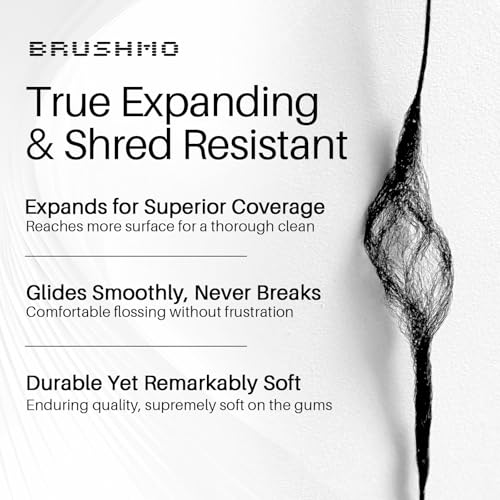 Brushmo BB Floss Expanding Black Mint Dental Floss 5 Pack 55 yd Each (165 ft total)