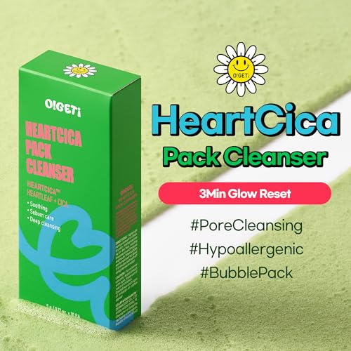 HeartCica Pack Cleanser, Bubble Foaming Facial Cleanser, Cica & Heartleaf, Deep Pore Cleansing, Hydrating & Soothing, 1.8oz