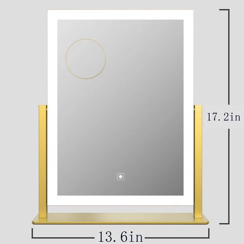 Gvnkvn Makeup Vanity Mirror with Lights 17.2" Large LED Lighted Mirror, Hollywood Make Up Mirror with Lighting, Smart Touch,Detachable 5X Magnification 360° Rotation, (Gold,Gift Box)