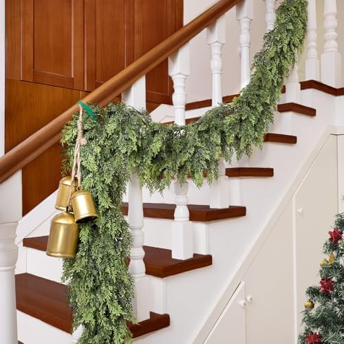 9FT Artificial Cedar Garland for Christmas Mantel - Lifelike & Weatherproof