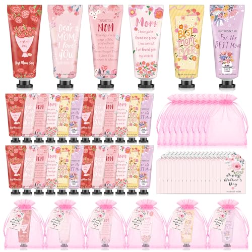 24 Pack Mother's Day Hand Cream Gifts with Greeting Cards & Organza Bags - Women & Mom