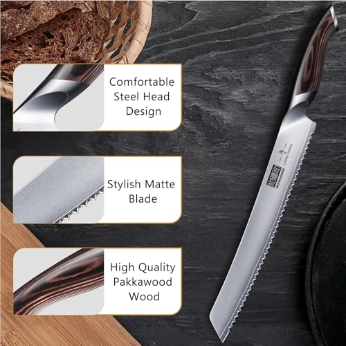 HOSHANHO 10 Inch Ultra Sharp Japanese Serrated Bread Knife - Professional Kitchen Tool
