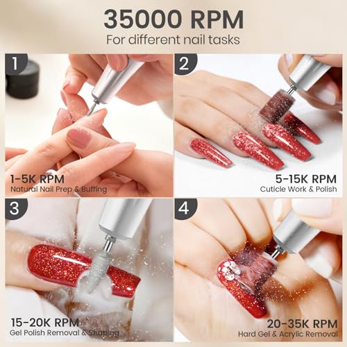 Delanie Nail Drill White - Fast Removal for Acrylics, Gels & Dip Powder