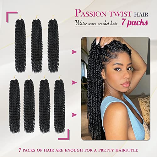 Dansama 18 Inch Passion Twist Water Wave Crochet Hair - 7 Packs #1B