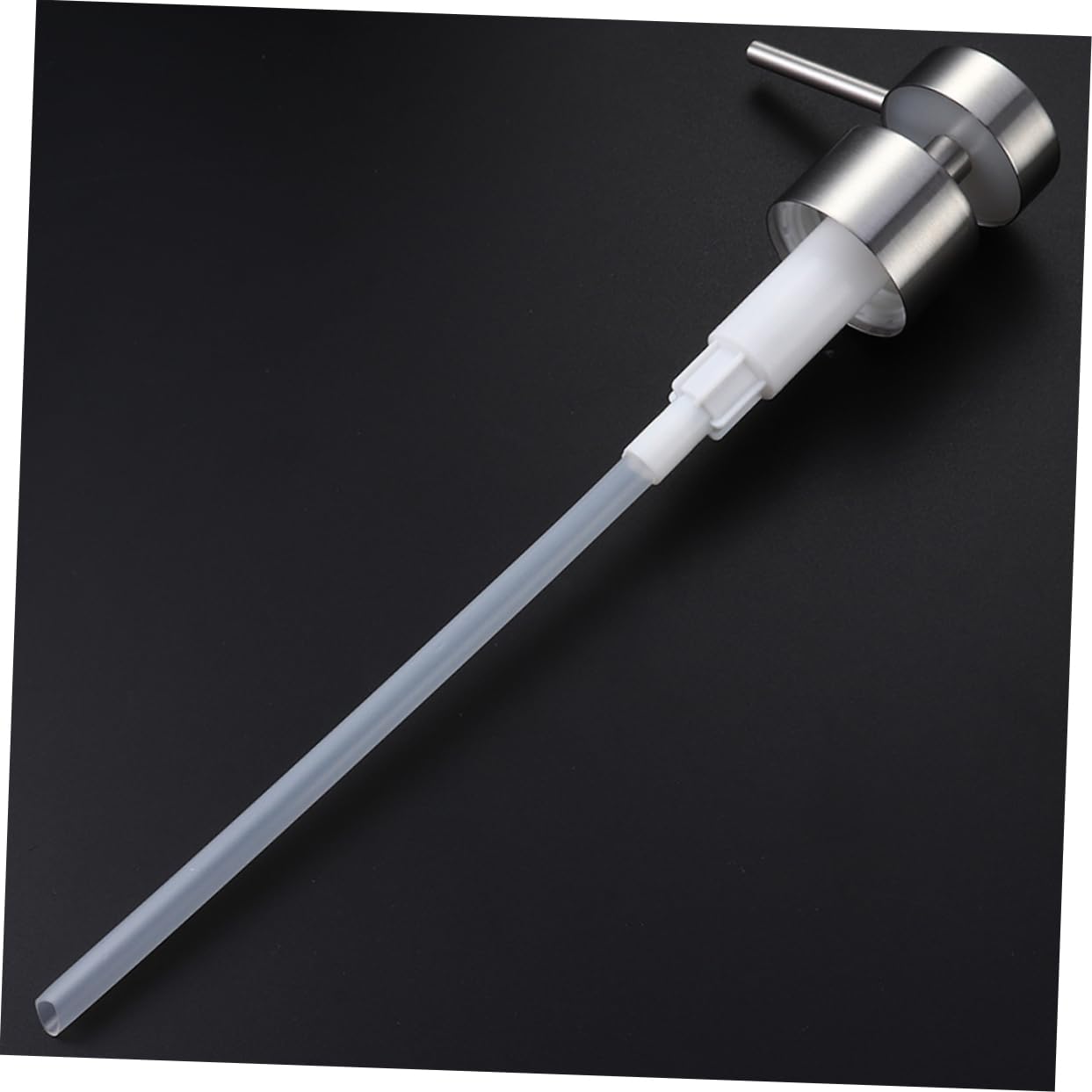 VALICLUD 2Pcs Stainless Steel Pump Head Replacement for Lotion and Soap Dispenser Bottle Caps with Long Nozzle for Easy Control for Home Kitchen and Bathroom Use