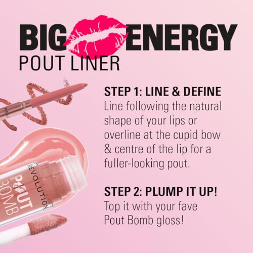 Revolution Beauty London, Pout Bomb Plumping Lip Liner, Long-Lasting Lip Shaper with Hyaluronic Acid & Vitamin E, Vegan & Cruelty-Free, Cherry Red