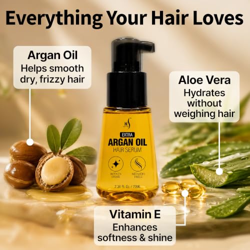 HerStyler Argan Oil Hair Serum Overnight Treatment - 2.36 Fl Oz Pack of 2