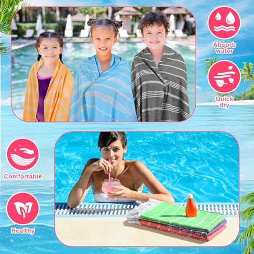 Multicolor Turkish Beach Towels 24 Pack - Extra Large 30x60 Inch Quick Dry Cotton