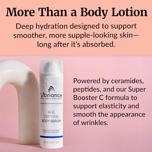 Vibriance Age Defying Body Serum, 4.5 fl oz - Anti Aging and Ultra Hydrating - Infused with Hyaluronic Acid - Fast-Absorbing Crepey Skin Corrector for Wrinkles, Dryness