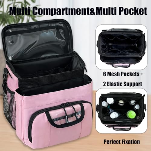 Large Toiletry Bag for Women Men, Bathroom Bag, Water Resistant Portable Shower Caddy for College Dorm, Hanging Toiletry Bags for Traveling, Gym Camping Cruise Ship Travel Essentials Shower Bag (Pink)
