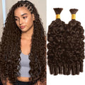15A Water Wave Human Braiding Hair Extensions - Burmese Curly Spiral Ends, 18 Inch, 120g, Color 4 - Boho Braid Hair