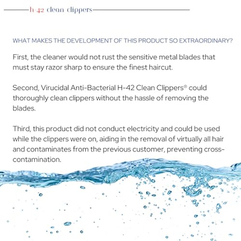 H-42 Clipper Blade Cleaner ? Waterless Clipper Cleaner for Barbers, Anti-Rust Formula for Clippers and Trimmers, Cleans and Cools Blades, 8oz Spray Bottle (Pack of 1)