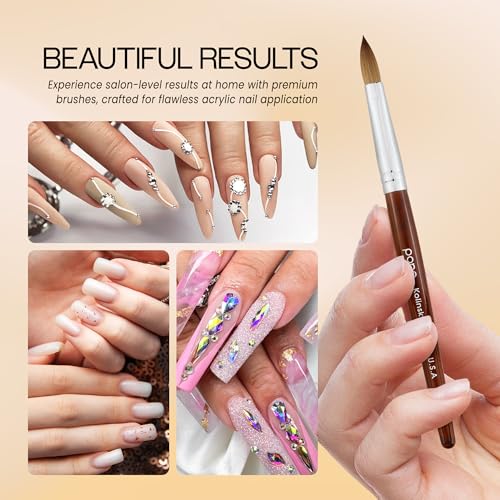 PANA Pure Kolinsky Nail Brush Size 10 with Mahogany Handle - Acrylic, Manicure & Pedicure Tool