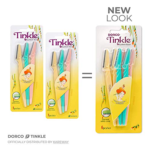 Tinkle Dermaplaning Tool 18ct, Dermaplane Razor for Women, Safe and Easy Peach Fuzz Remover, Eyebrow Trimmer with Protective Cover (12 Packs of 3)