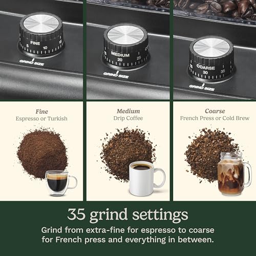 Coffee & Espresso Conical Burr Grinder with 35 Settings, 8oz Hopper