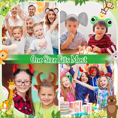35 Pcs Animal Ears Headbands for Kids & Adults - Zoo Jungle Cat Hair Accessories