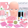 Professional Lash Extension Kit with Mannequin Head & Pink Variation