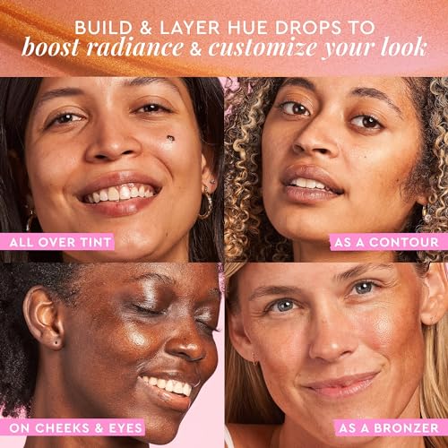Bronzing Drops Sun Glow - Mini Tinted Face Serum & Highlighter (0.5 Fl Oz) - Hydrating, Brightening & Pore Blur for Radiant Skin