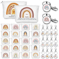Hillban 40 Pcs Employee Appreciation Gifts Bulk for Women Inspirational Rainbow Canvas Makeup Bags and Keychains for Coworker