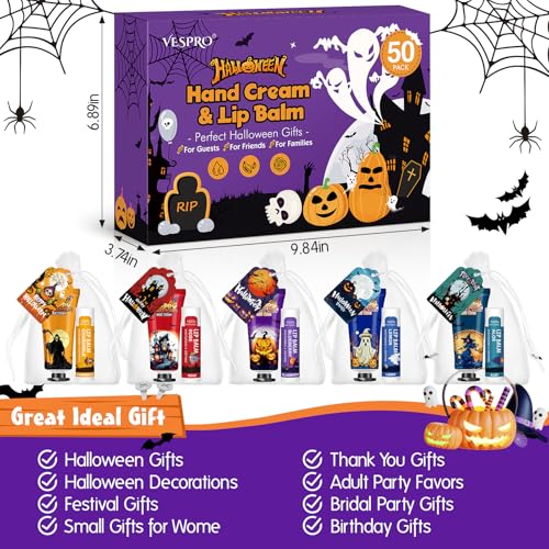 Halloween Hand Cream and Lip Balm Set - 50 Pack Halloween Party Favors