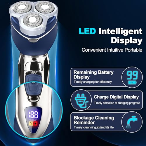 Electric Shaver for Men Waterproof Cordless with Trimmer & Fast Charging