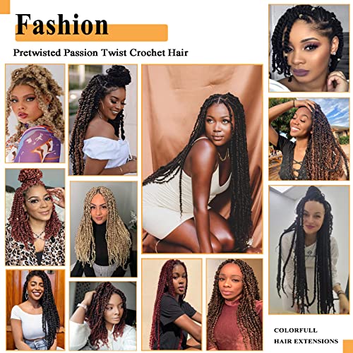 18 Inch Passion Twist Crochet Hair - Pre-Twisted Curly Synthetic Braids - 7 Packs, 1B