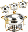 Silver & Gold 6QT Chafing Dishes Set for Buffet, 4 Pack Food Warmers