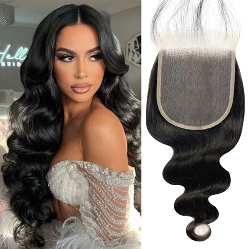 12 Inch 5x5 HD Lace Closure Body Wave Human Hair - Natural Color, Pre-Plucked, Bleached Knots, Transparent HD Lace - Black Women