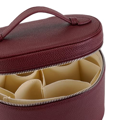 Makeup Bag Vanity Case with Removable Dividers Travel Toiletry Organizer - Wine
