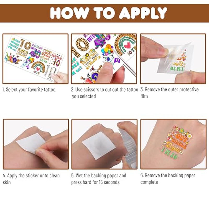 100 PCS Funny 10Th Decoration Birthday Party Decorations Favors Supplies Themed Decor Peace Out Single Digits Tenth Double Digits Temporary Tattoos Stickers Girls Boys Classroom School Prizes Reward