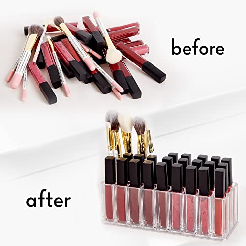 FAJ Acrylic Makeup Organizer with 27 Compartments for Vanity & Drawer Storage