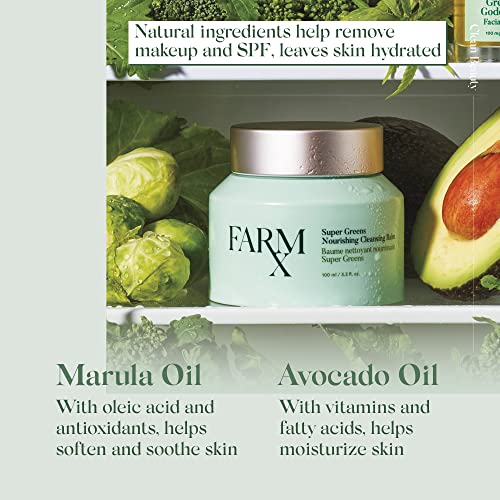 Farm Rx Super Greens Nourishing Cleansing Balm - Natural Makeup Remover, Hydrating for Sensitive Skin 100ml