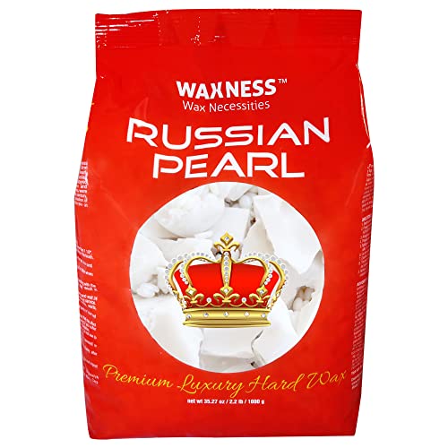 Waxness Russian Pearl Hard Wax Beads 2.2 lb (1 kg) ? Rosin-Free Stripless Hard Wax with Creamy Texture and Skin Visibility, Professional Use ? Made in Italy
