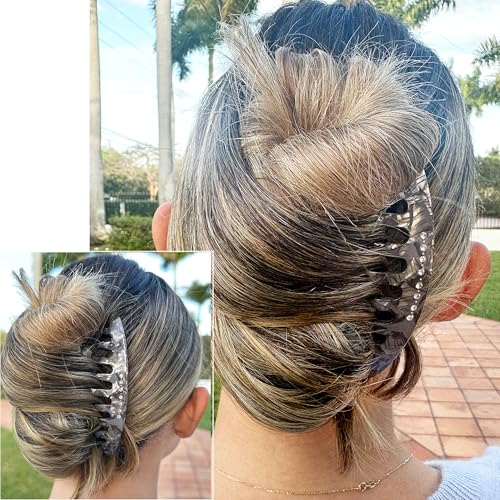 Camila Paris Grey 4.75-Inch French Twist Hair Comb with Crystals