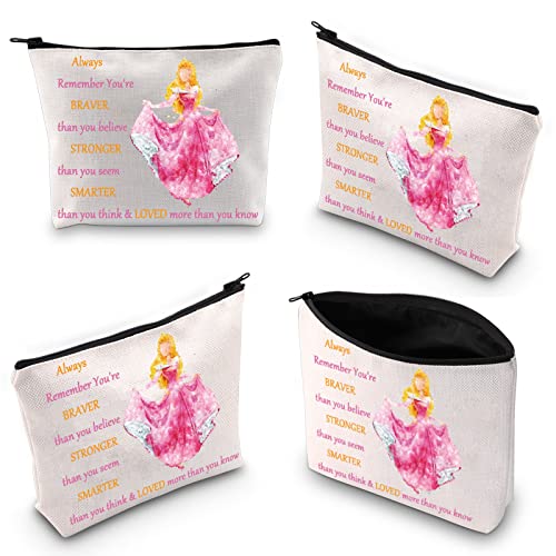WZMPA Princess Cosmetic Makeup Bag Movie Fans Gift You Are Braver Stronger Smarter Than You Think Princess Makeup Zipper Pouch Bag For Women Girls (Always Sleeping)
