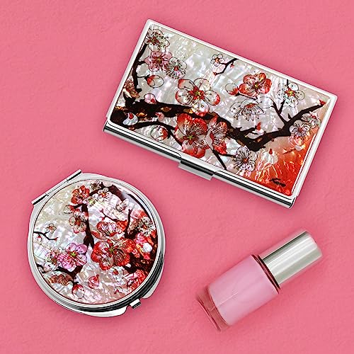 MADDesign Mother of Pearl Compact Makeup Mirror Business Card Case Set