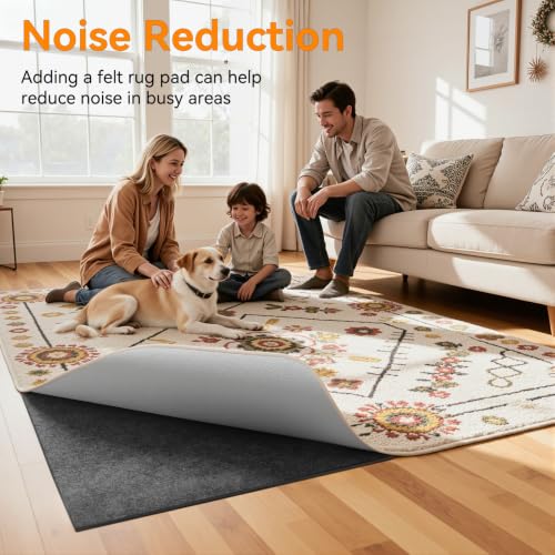 Dark Gray 9'x12' Non-Slip Rug Pad Cushioned Underlay for Hardwood & Tile Floors