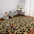 Amearea 6x9 Khaki Fluffy Leopard Rug - Premium Cheetah Print Area Rug
