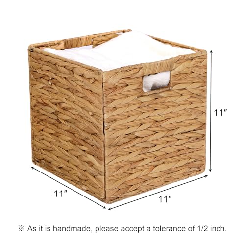 11x11in Water Hyacinth Wicker Storage Baskets Set of 5 Collapsible Organizers