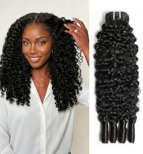 Natural Color Burmese Curly Human Hair Bundles 16 Inch Water Wave Textured Spiral Curls for Black Women