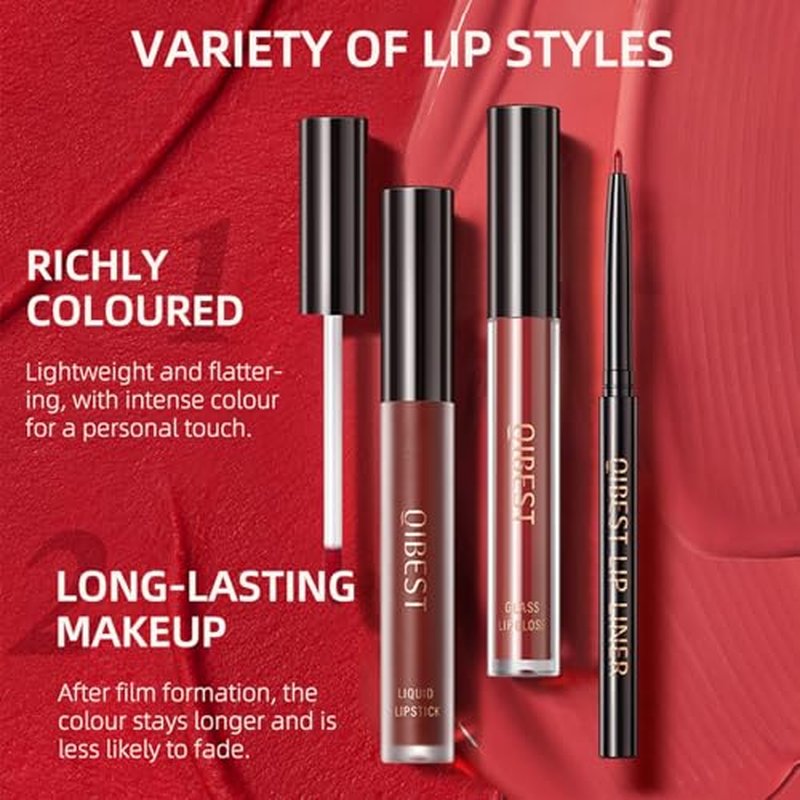 3Pcs Black Matte Liquid Lipstick,High-Pigment Lip Colors,3 in 1 Black Lipstick and Lip Liner Lip Gloss Trio Lip Set Moisturizing Velvet Long-Lasting Waterproof Lip Makeup Set for Women and Girls