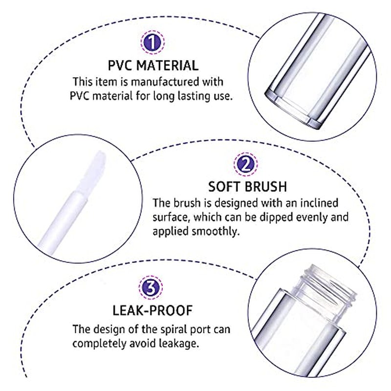 AMORIX 50 Pack Rainbow Lip Gloss Tubes 5ml Empty Containers Cute Bottles Supplies Kit + 3pcs Syringes + Labels for DIY Base