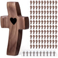 Brown 100-Pack Wooden Cross Fidget with Organza Bags - Handmade Pocket Prayer Cross