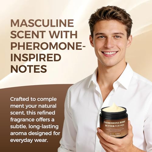 Men's Pheromone Body Butter with Shea, Cocoa & Coconut Oil - Long Lasting Fragrance