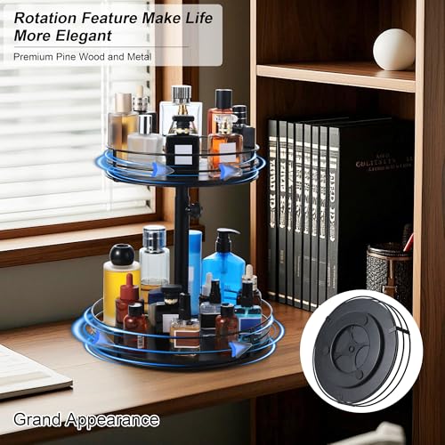 Rotating Cologne Organizer Stand 2-Tier Adjustable Black Display Shelf - Variation of THIS listing