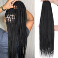 XTREND 8 Packs 24 Inch Box Braids Crochet Hair Pre-Looped Knotless Medium 3X 144 Strands Black (1B#)