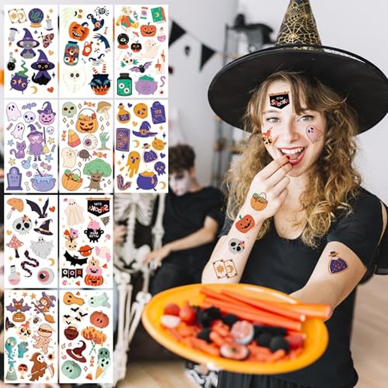 190 PCS Halloween Tattoos for Kids - Halloween Party Favors - Halloween Games Treats Toys Gifts Crafts Party Favors Supplies [Halloween Makeup]