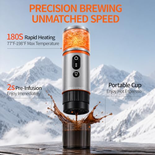 Portable Espresso Maker with 13500mAh Battery, Self-Heating, 20 Bar Pressure