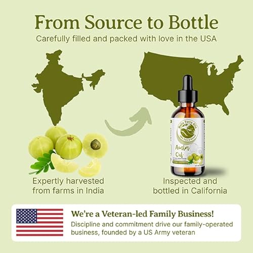 Bella Terra Oils - Organic Amla Oil 8 oz - Harvested from Bitter Organic Amlas, Famed for its Vitamin C&E & Omega-6&9, Cold-Pressed Elixir for Skin